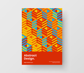 Bright corporate cover vector design template. Multicolored geometric hexagons brochure illustration.