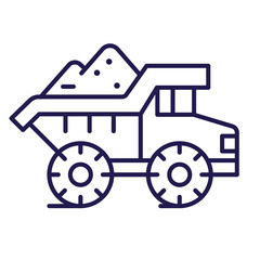 Heavy Mining Truck Icon in Line Art Design