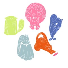 doodle minimalistic drawing of a cat on a white background