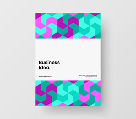 Multicolored geometric tiles pamphlet template. Simple catalog cover design vector concept.
