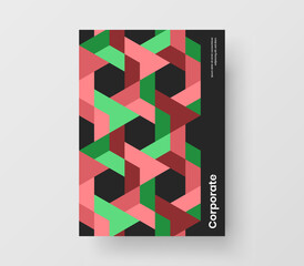 Fresh postcard A4 design vector illustration. Amazing geometric tiles placard layout.