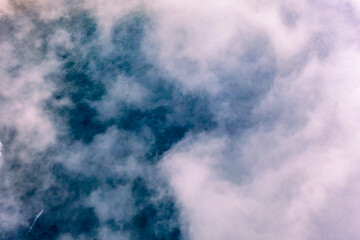 Fototapeta na wymiar Dramatic aerial view of clouds from above at the Slieve League cliffs in County Donegal, Ireland
