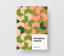 Modern leaflet A4 vector design layout. Creative geometric tiles annual report illustration.