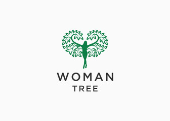 woman tree logo design vector illustration template