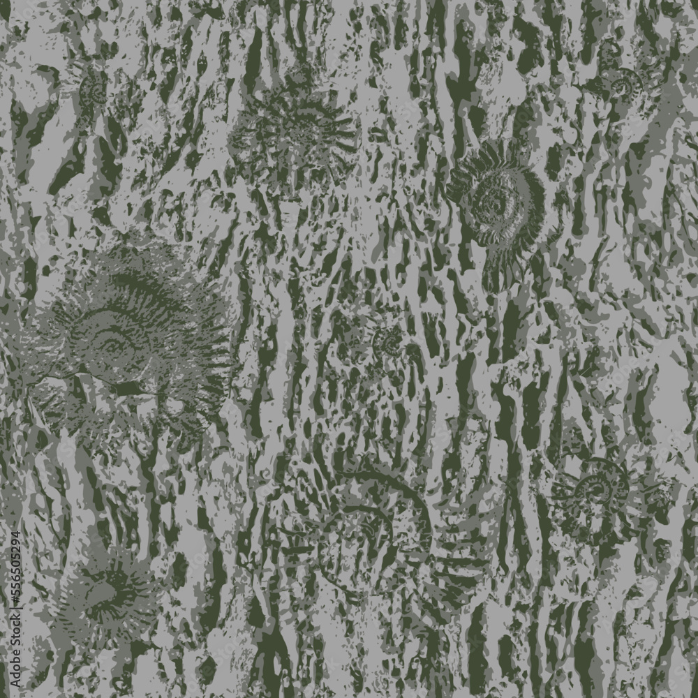 Aufkleber vector seamless pattern background with sea stone texture with imprints of shells of ancient ammonit