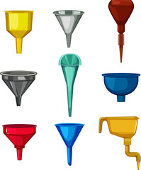 funnel business set cartoon. marketing chart, strategy filter, cone target, process sales, pyramid funnel business vector illustration