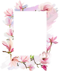 Fototapeta na wymiar Floral frame with magnolia flowers