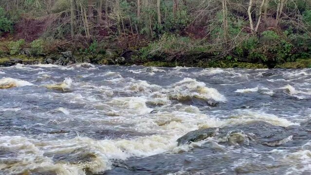 River Dee last flowing due to high water level during the winter