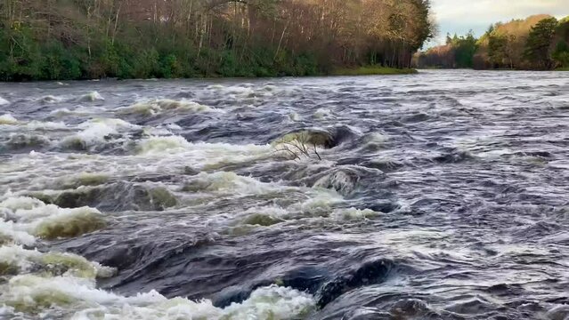 River Dee last flowing due to high water level during the winter