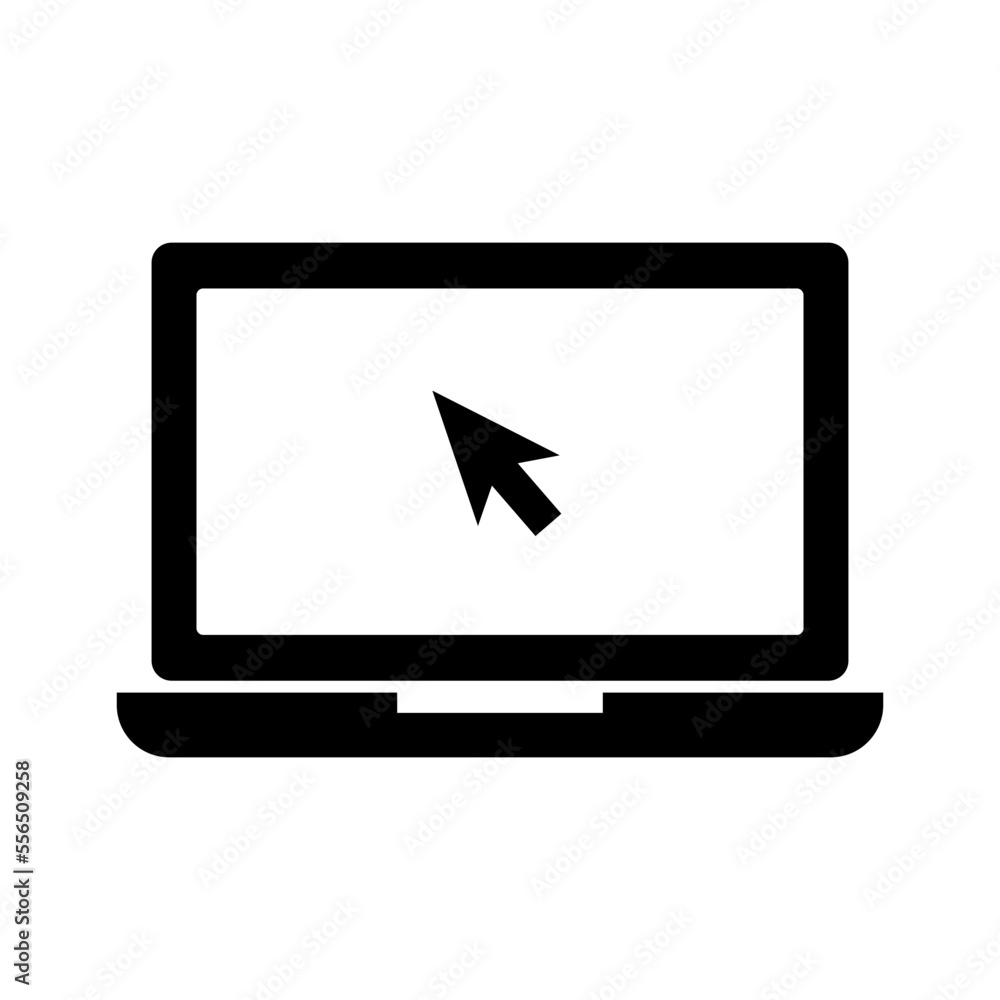 Poster laptop and computer mouse cursor icon. vector.