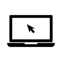 Laptop and computer mouse cursor icon. Vector.