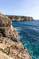 Fototapeta na wymiar Coves, beaches and cliffs on the island of Majorca, Spain, Europe. Palma de Mallorca in the Mediterranean Sea.