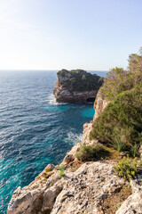 Fototapeta na wymiar Coves, beaches and cliffs on the island of Majorca, Spain, Europe. Palma de Mallorca in the Mediterranean Sea.