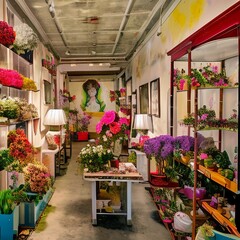 Fototapeta na wymiar Boutique Flower Shop, Shabby Chic Florist