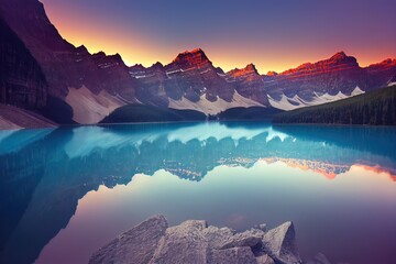 Fototapeta na wymiar Sunrise over the lake & Mountain