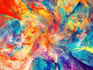 Papier Peint photo Mélange de couleurs rainbow abstract fractal background 3d rendering illustration