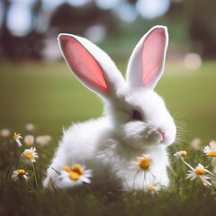 Obraz premium Easter Bunny in a Field of Daisies