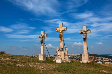 Calvary in Nitra city with Zobor hill, Slovak republic. Religious place. Cultural heritage.