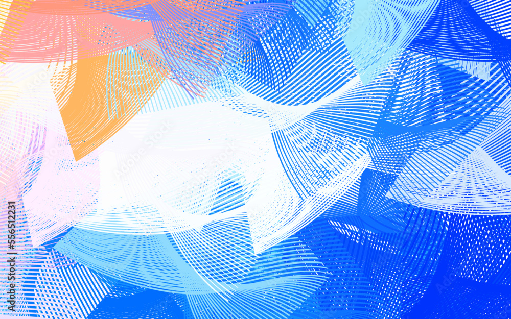 Poster light blue, red vector pattern with random forms.