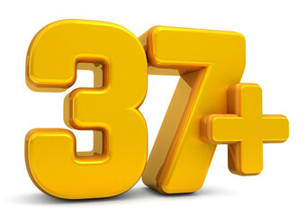 Obraz premium 37 million Plus Views. 37 plus 3d isolated on white background. 37 million Plus followers. 3d rendering 