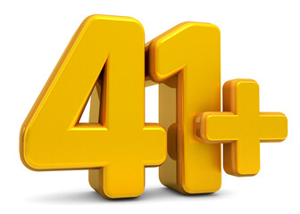 41 million Plus Views. 41 plus 3d isolated on white background. 41 million Plus followers. 3d rendering	