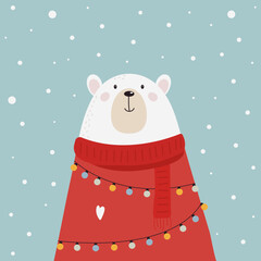 Christmas card with cute bear