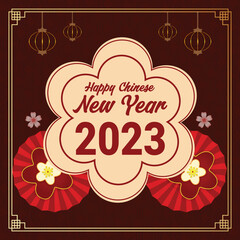 Naklejka premium Happy chinese new year background design 2023, chinese greeting card and lantern illustration