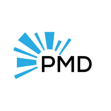 PMD letter logo. PMD blue image on white background and black letter. PMD technology  Monogram logo design for entrepreneur and business. PMD best icon.
