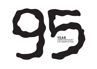 95 year anniversary celebration black color logotype vector, 95 number design, 95th Birthday invitation, logo number design vector illustration, graphic element, calligraphy font, typography logo - obrazy, fototapety, plakaty