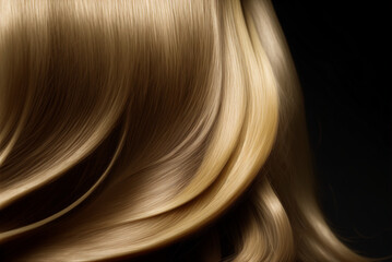 Beautiful shiny blonde hair texture closeup. Generative AI