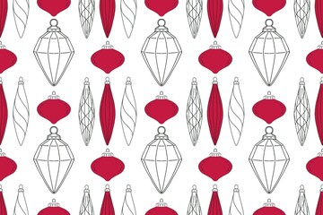 Christmas seamless pattern. Modern geometric background, hand drawing illustration.