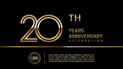 20th anniversary celebration template design with double line concept. Logo Vector Template Illustration - obrazy, fototapety, plakaty