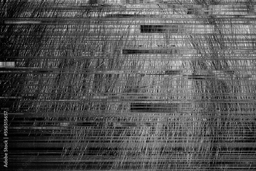 Poster a grungy black and white thrash abstract texture background with glitch effect