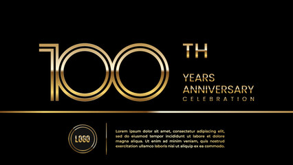 100th anniversary celebration template design with double line concept. Logo Vector Template Illustration