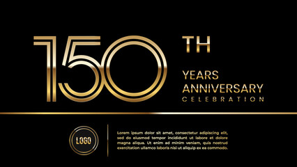150th anniversary celebration template design with double line concept. Logo Vector Template Illustration