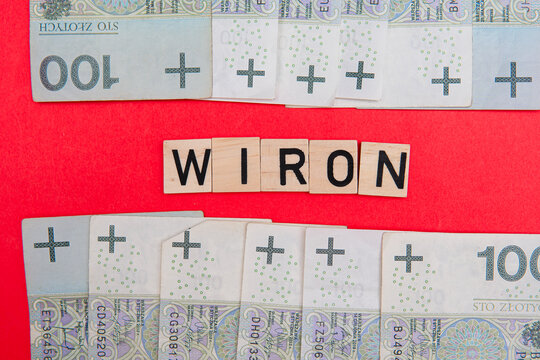 Inscription WIRON next to polish money. WIRON is Warsaw Interest Rate Overnight. Replacement of WIBOR by WIRON