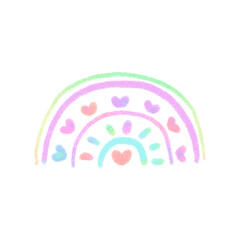 Rainbow line Rainbow, signs and symbols, Hand drawn in doodle style.	