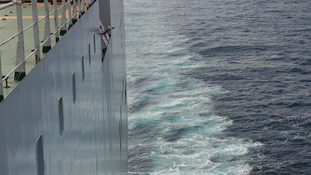 Roll on Roll off vehicle carrier vessel (RO RO) cruising open ocean deep blue sea