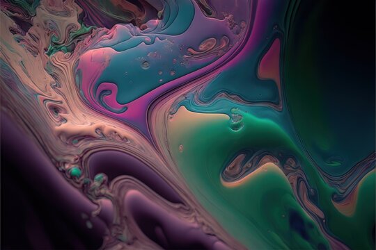 a colorful liquid painting with a black background and a blue and green swirl on the bottom of the image.