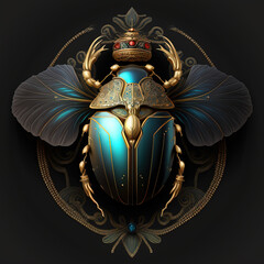 Ancient Egyptian scarab beetle. sketch art for artist creativity and inspiration. generative AI	