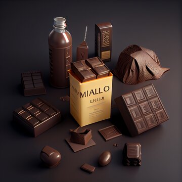 Chocolate set product packshot. Generative AI