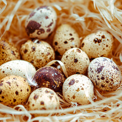 Diet. Fresh quail eggs in the nest