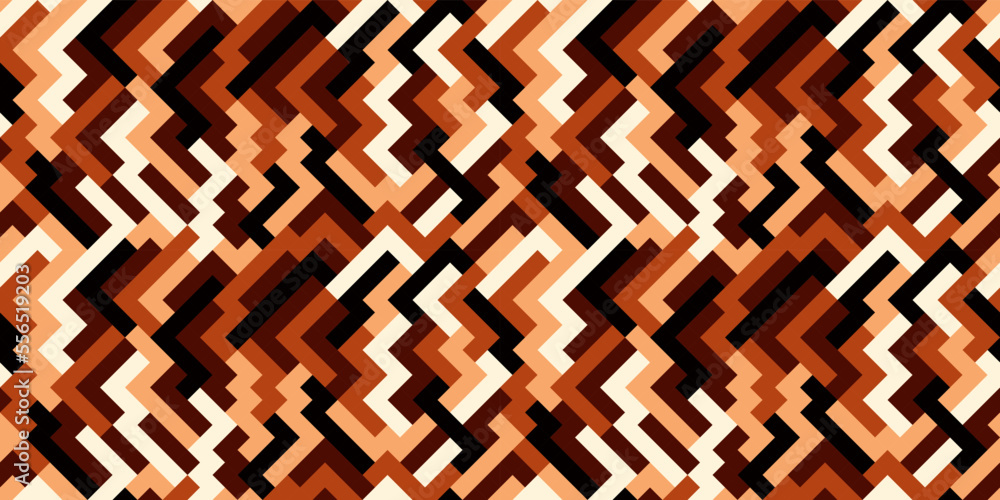 Poster Abstract seamless pattern with diagonal coffee stripes. Brown coffee stylish design of seamless pattern.