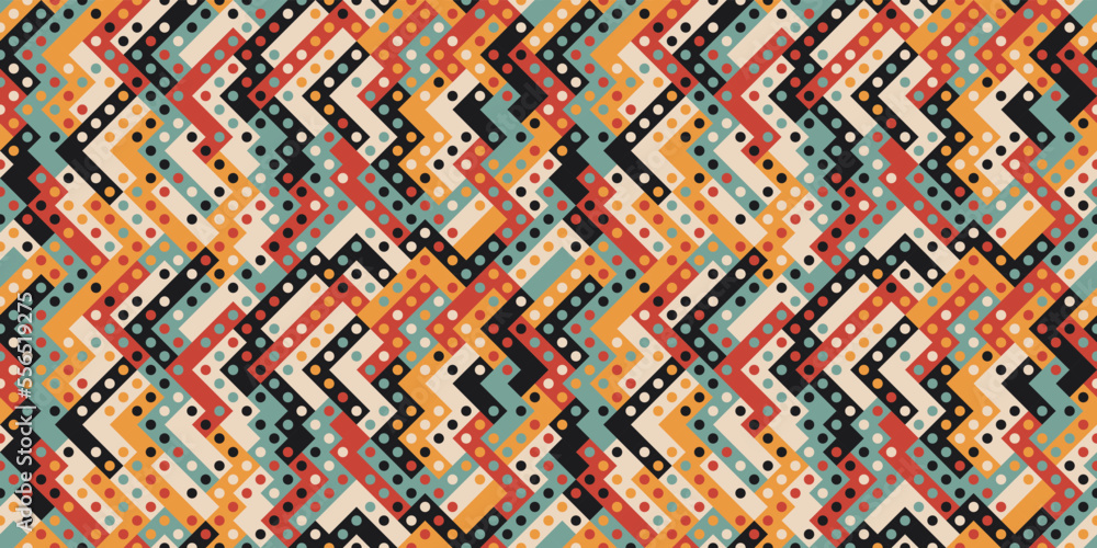 Poster Abstract seamless pattern with diagonal zigzag shapes. Vector seamless pattern or print wallpaper. Diagonal zigzags for a stylish design of seamless pattern.