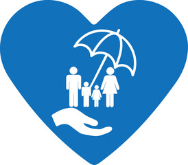 Life Insurance Icon, People Insurance Concept Design, Blue Vector