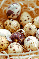 Diet. Quail eggs in a straw nest