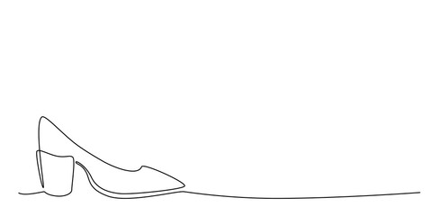 Decoration continuous line hand drawing shoe element for wedding photo book, invitations. Vector stock illustration minimalism design isolated on white background. Editable stroke single line. 