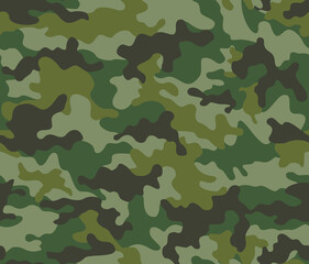 Fototapeta premium Green army camouflage pattern, trendy fabric texture, disguise background. Ornament