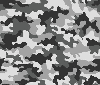 
Trendy camouflage gray pattern, military background, seamless winter design.