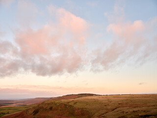 Stanage Edge over Callow Bank at Dawn, Peak District, UK